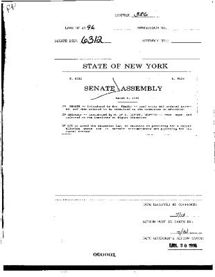 NYS Bill and Veto Jackets: 1996, Chapter 386