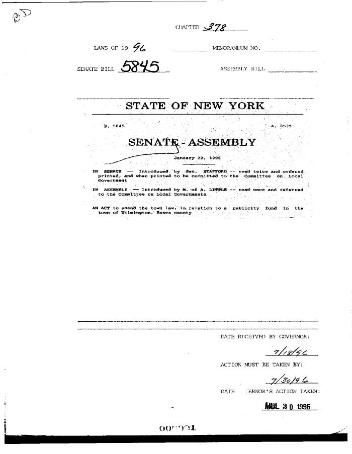 NYS Bill and Veto Jackets: 1996, Chapter 378