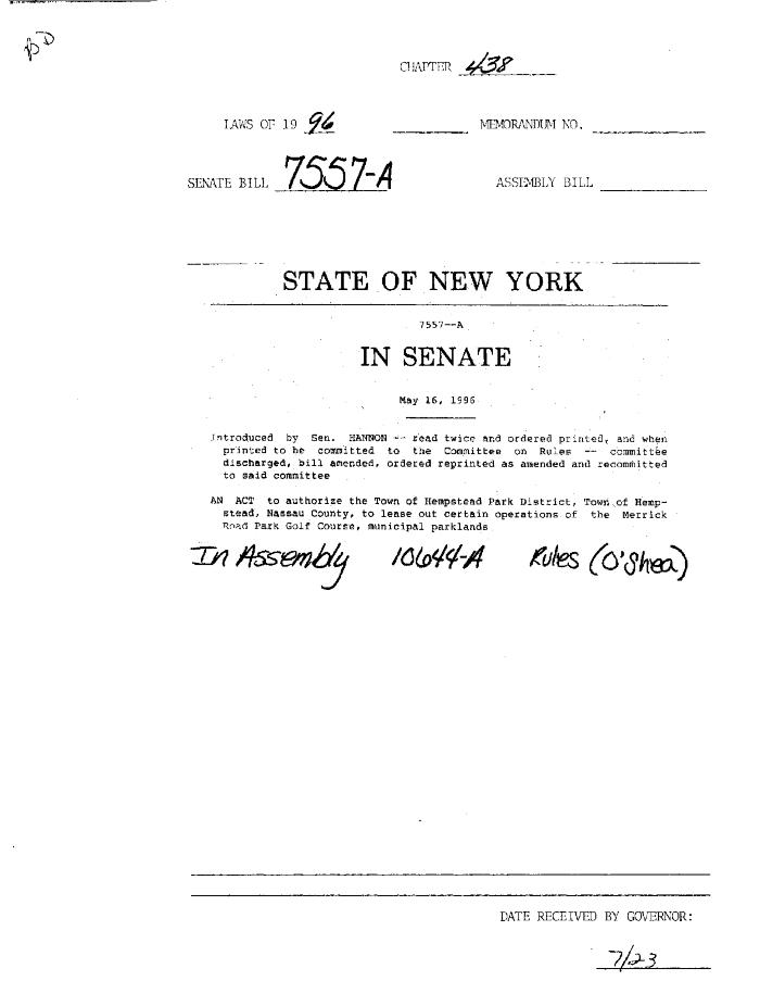 NYS Bill and Veto Jackets: 1996, Chapter 438