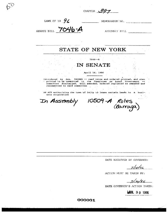 NYS Bill and Veto Jackets: 1996, Chapter 397