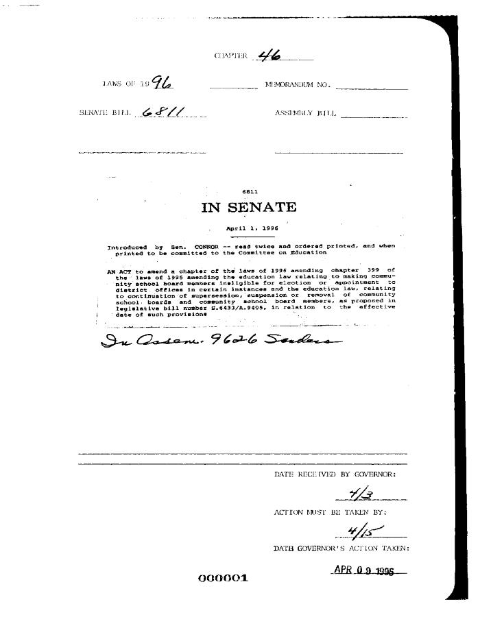 NYS Bill and Veto Jackets: 1996, Chapter 46
