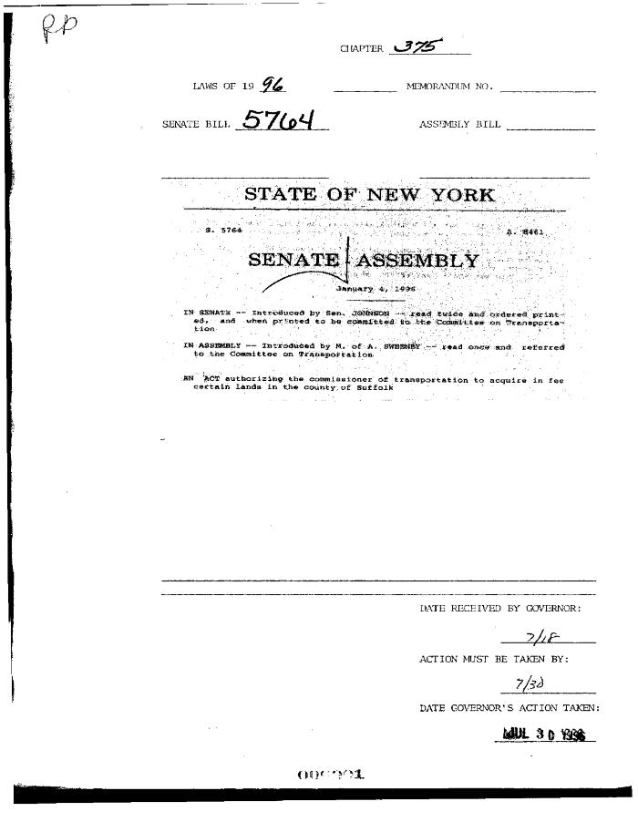 NYS Bill and Veto Jackets: 1996, Chapter 375