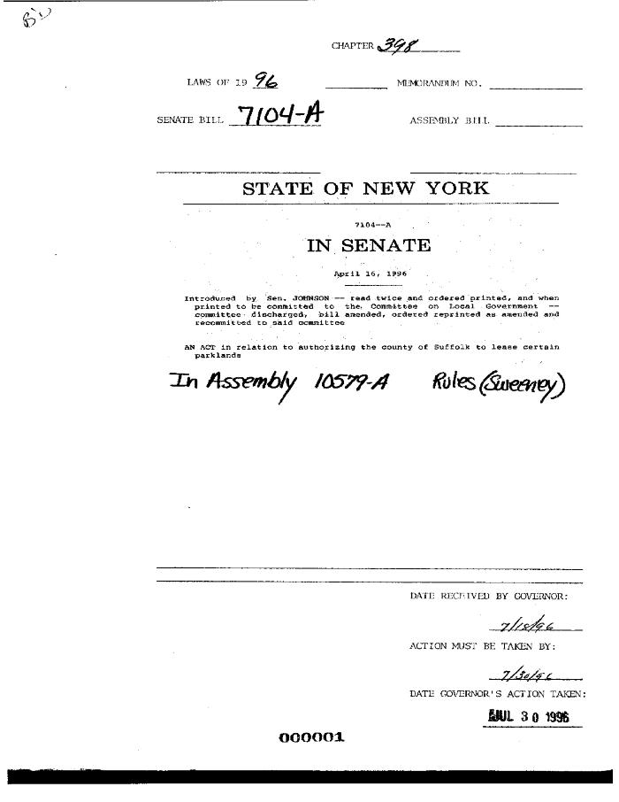 NYS Bill and Veto Jackets: 1996, Chapter 398