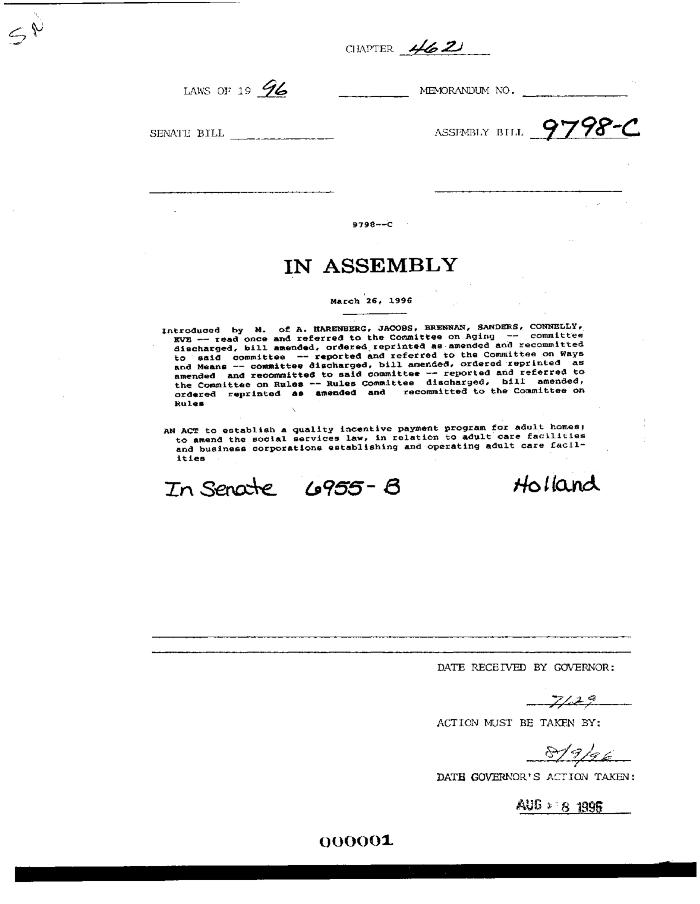 NYS Bill and Veto Jackets: 1996, Chapter 462