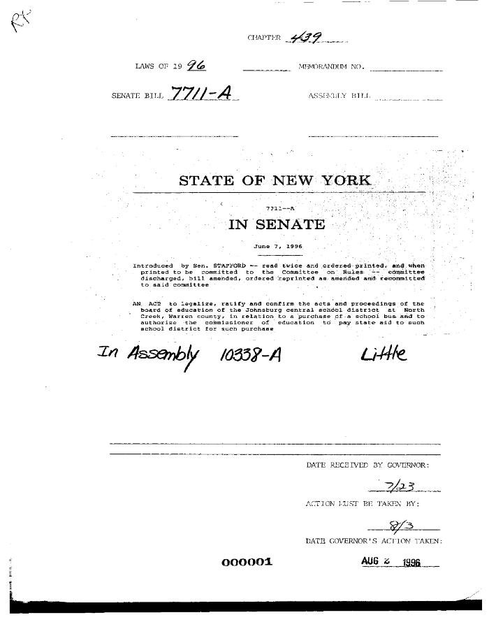 NYS Bill and Veto Jackets: 1996, Chapter 439