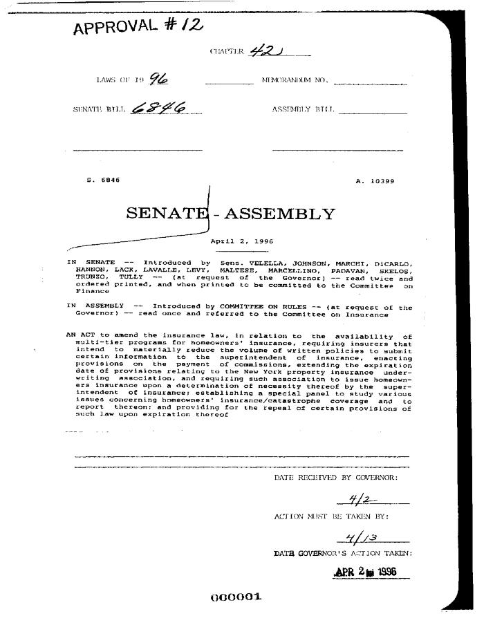 NYS Bill and Veto Jackets: 1996, Chapter 42