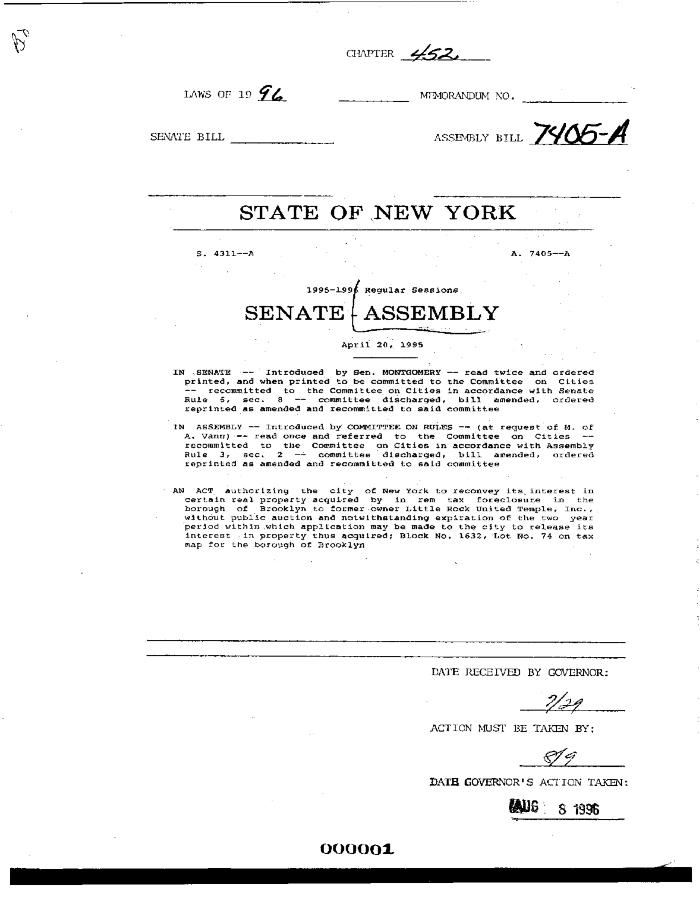 NYS Bill and Veto Jackets: 1996, Chapter 452