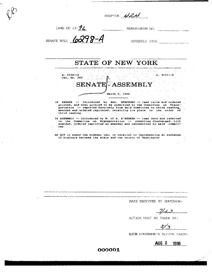 NYS Bill and Veto Jackets: 1996, Chapter 424