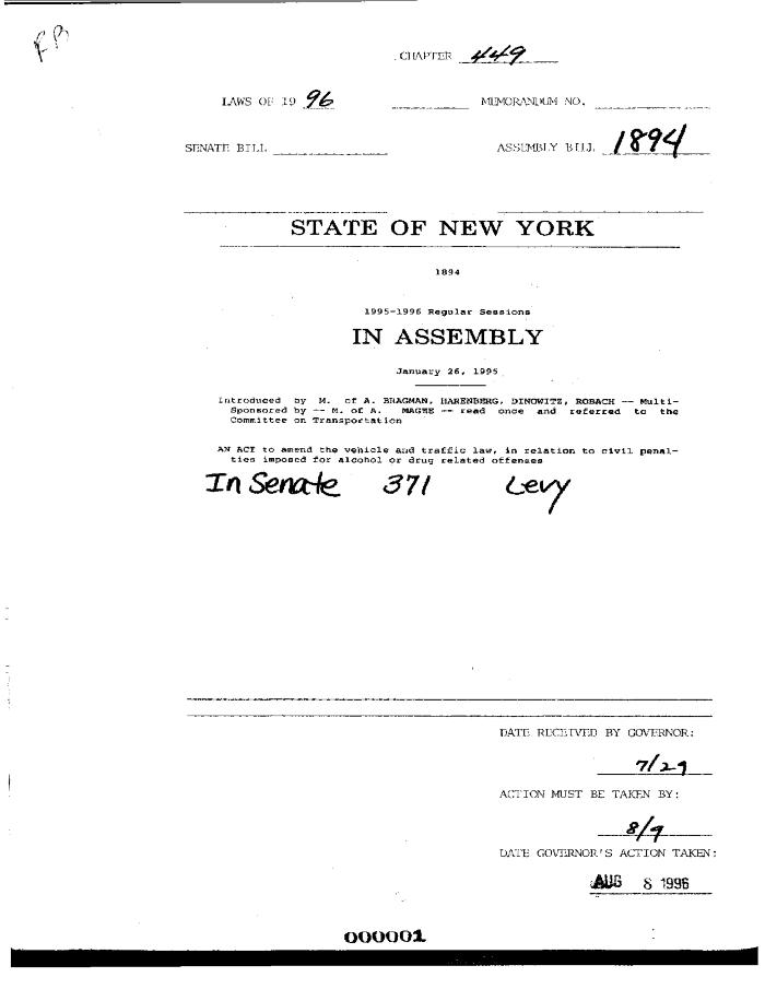 NYS Bill and Veto Jackets: 1996, Chapter 449