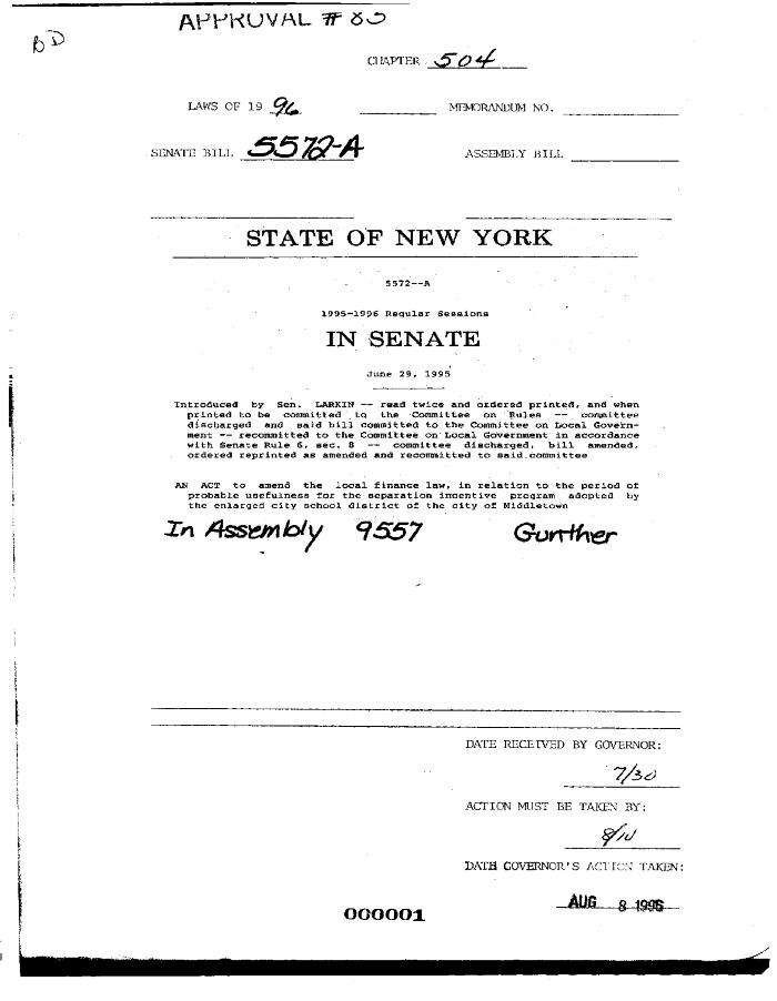 NYS Bill and Veto Jackets: 1996, Chapter 504