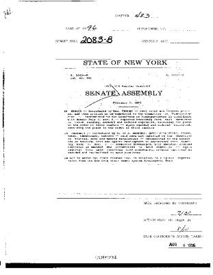 NYS Bill and Veto Jackets: 1996, Chapter 483