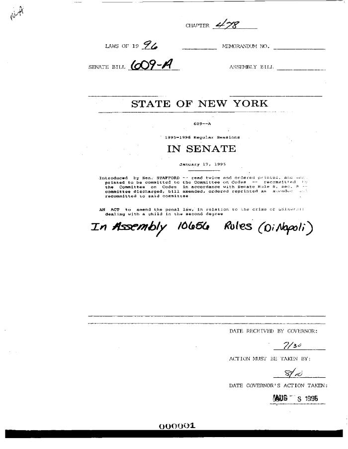 NYS Bill and Veto Jackets: 1996, Chapter 478