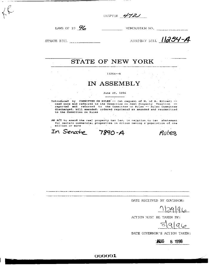 NYS Bill and Veto Jackets: 1996, Chapter 472