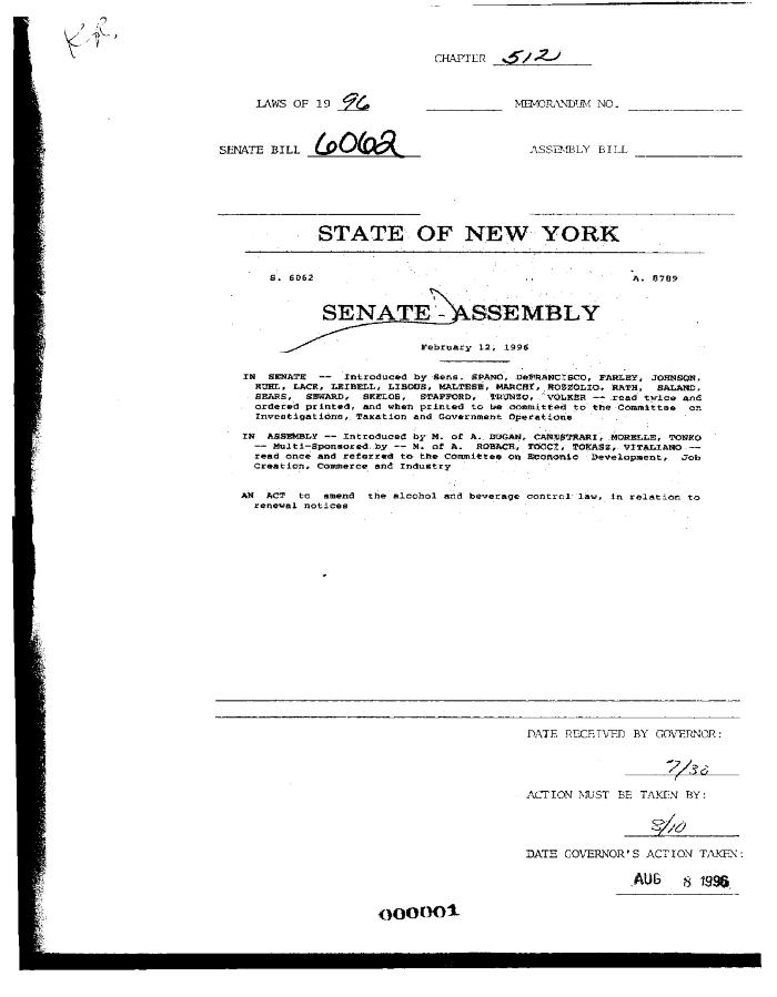 NYS Bill and Veto Jackets: 1996, Chapter 512