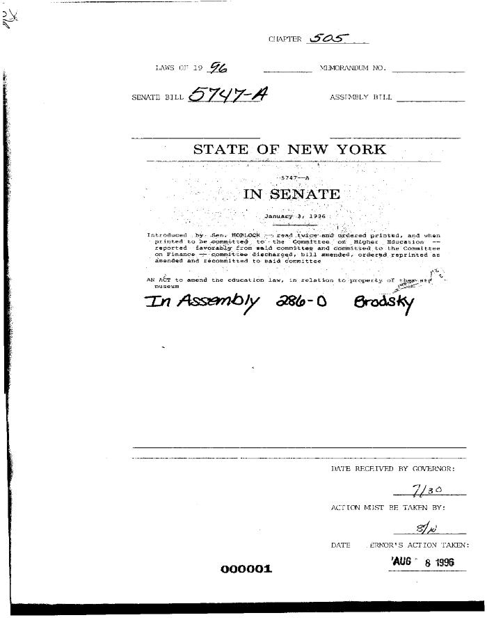 NYS Bill and Veto Jackets: 1996, Chapter 505