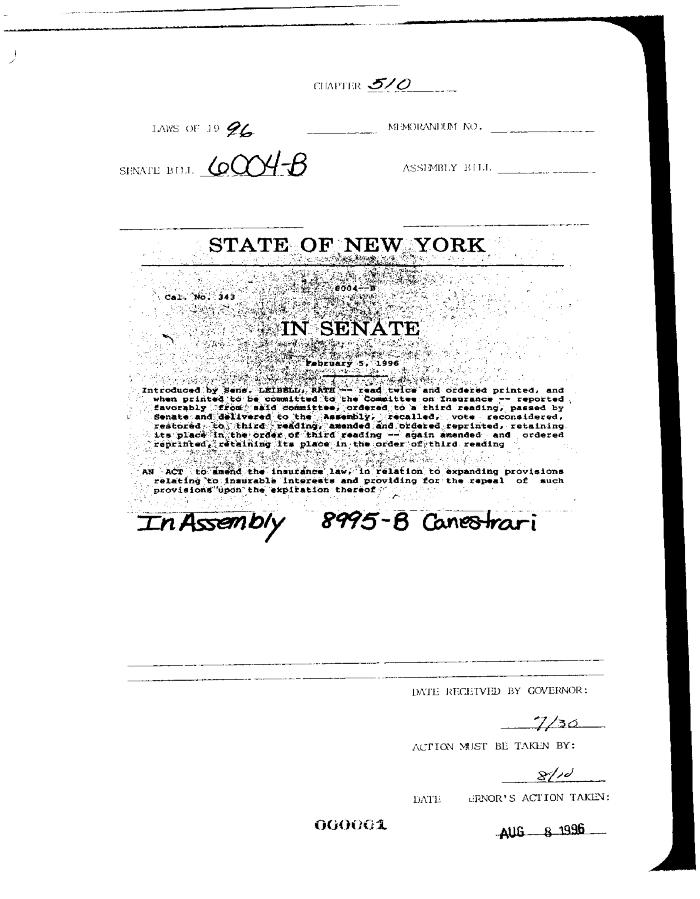 NYS Bill and Veto Jackets: 1996, Chapter 510