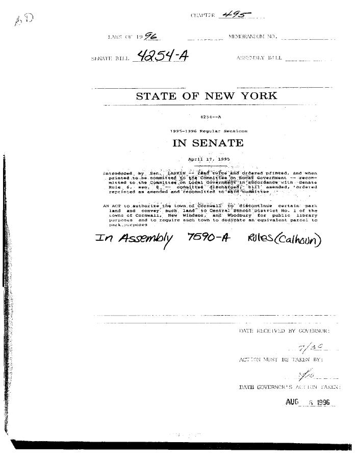 NYS Bill and Veto Jackets: 1996, Chapter 495