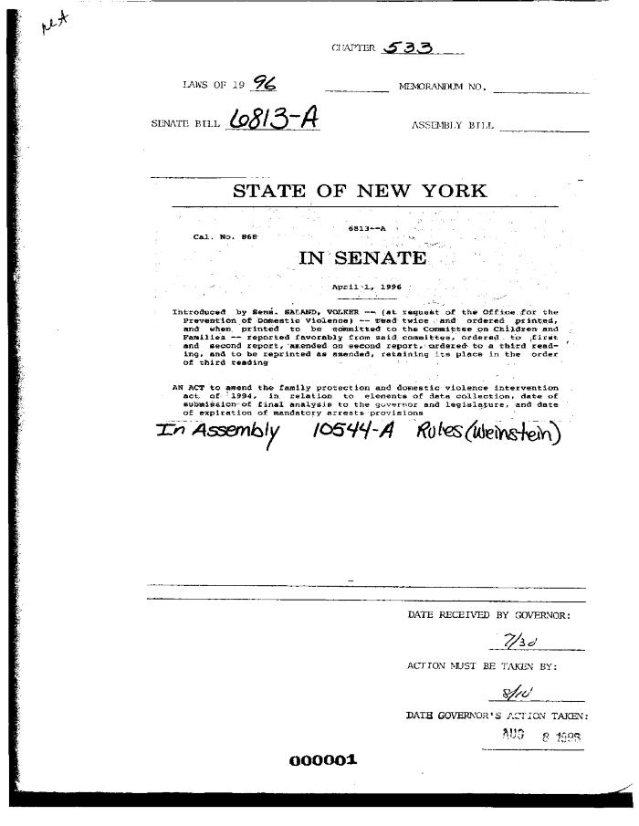 NYS Bill and Veto Jackets: 1996, Chapter 533