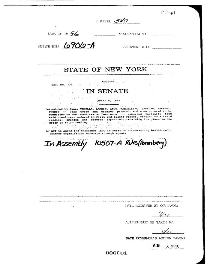 NYS Bill and Veto Jackets: 1996, Chapter 540