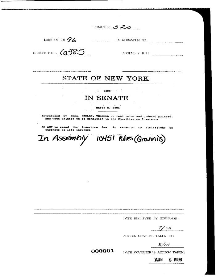 NYS Bill and Veto Jackets: 1996, Chapter 520