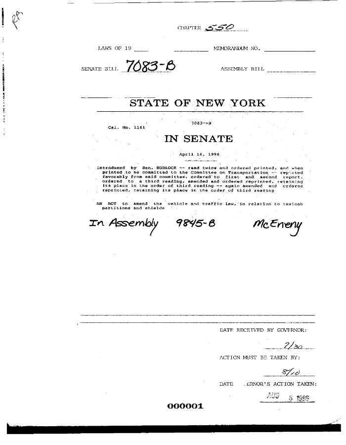 NYS Bill and Veto Jackets: 1996, Chapter 550