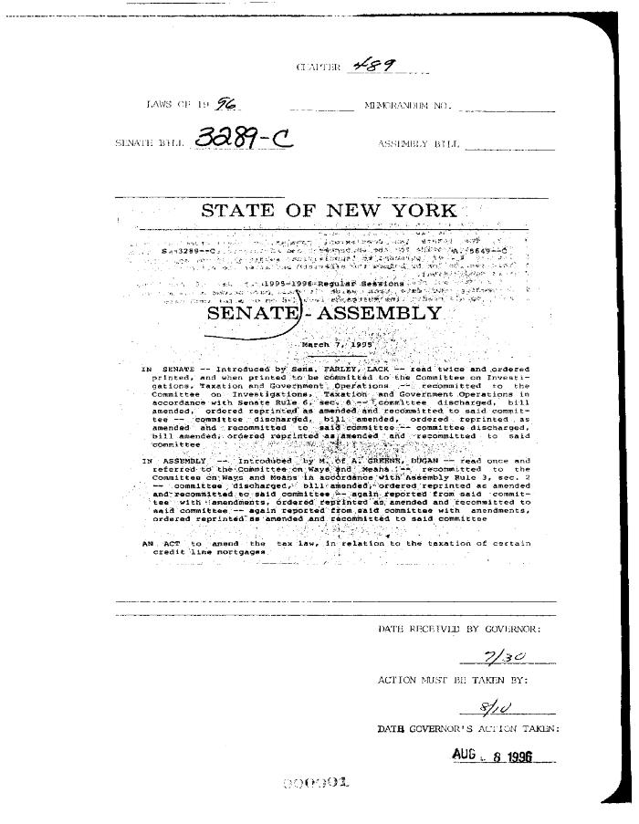 NYS Bill and Veto Jackets: 1996, Chapter 489