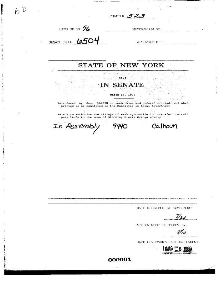 NYS Bill and Veto Jackets: 1996, Chapter 523
