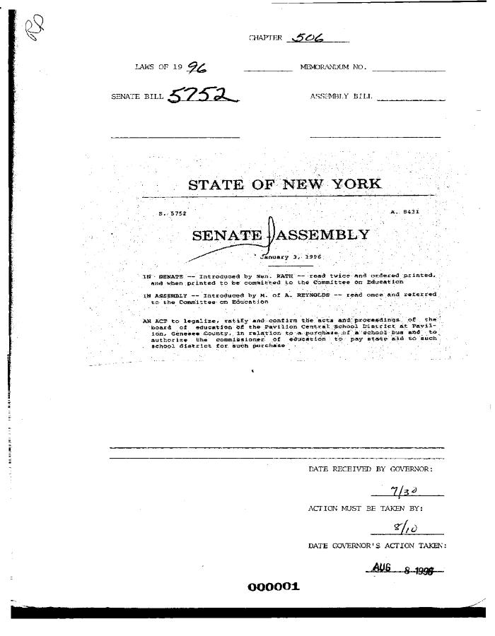 NYS Bill and Veto Jackets: 1996, Chapter 506