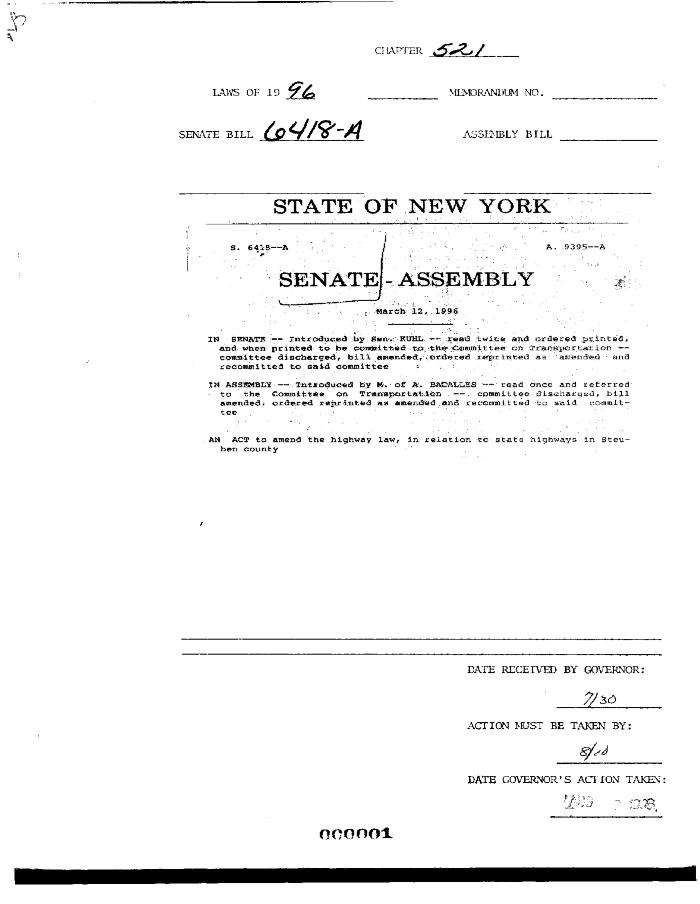 NYS Bill and Veto Jackets: 1996, Chapter 521