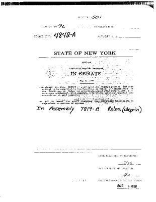 NYS Bill and Veto Jackets: 1996, Chapter 501