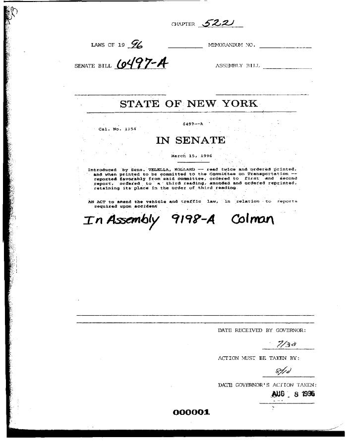 NYS Bill and Veto Jackets: 1996, Chapter 522