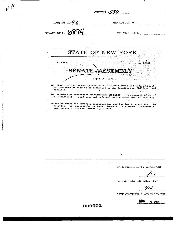 NYS Bill and Veto Jackets: 1996, Chapter 539
