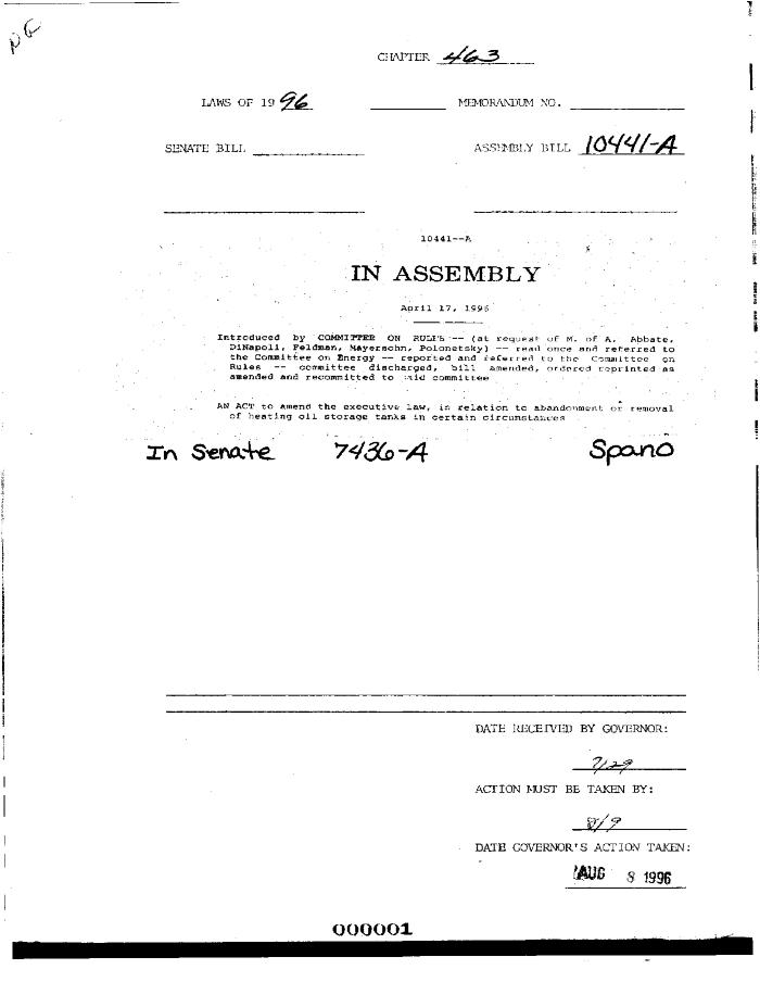 NYS Bill and Veto Jackets: 1996, Chapter 463