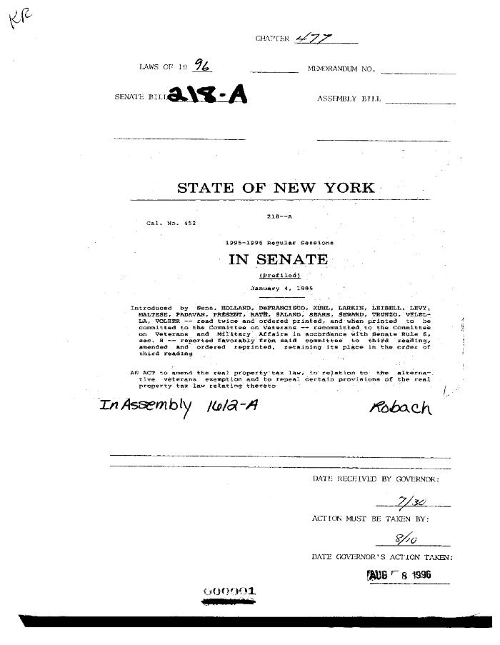 NYS Bill and Veto Jackets: 1996, Chapter 477