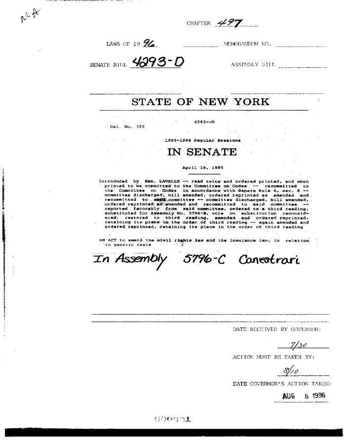 NYS Bill and Veto Jackets: 1996, Chapter 497