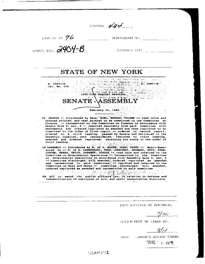 NYS Bill and Veto Jackets: 1996, Chapter 484