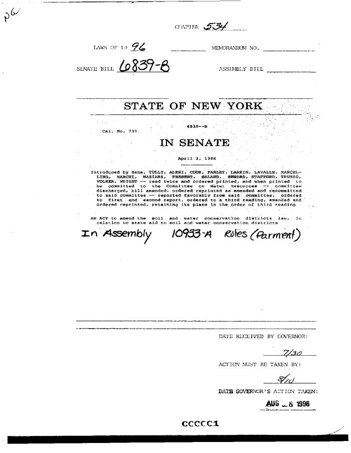 NYS Bill and Veto Jackets: 1996, Chapter 534