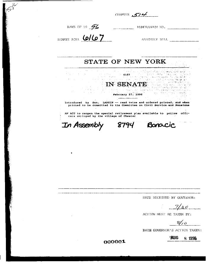 NYS Bill and Veto Jackets: 1996, Chapter 514