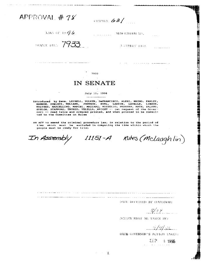 NYS Bill and Veto Jackets: 1996, Chapter 631