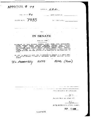 NYS Bill and Veto Jackets: 1996, Chapter 632