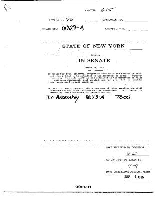 NYS Bill and Veto Jackets: 1996, Chapter 615