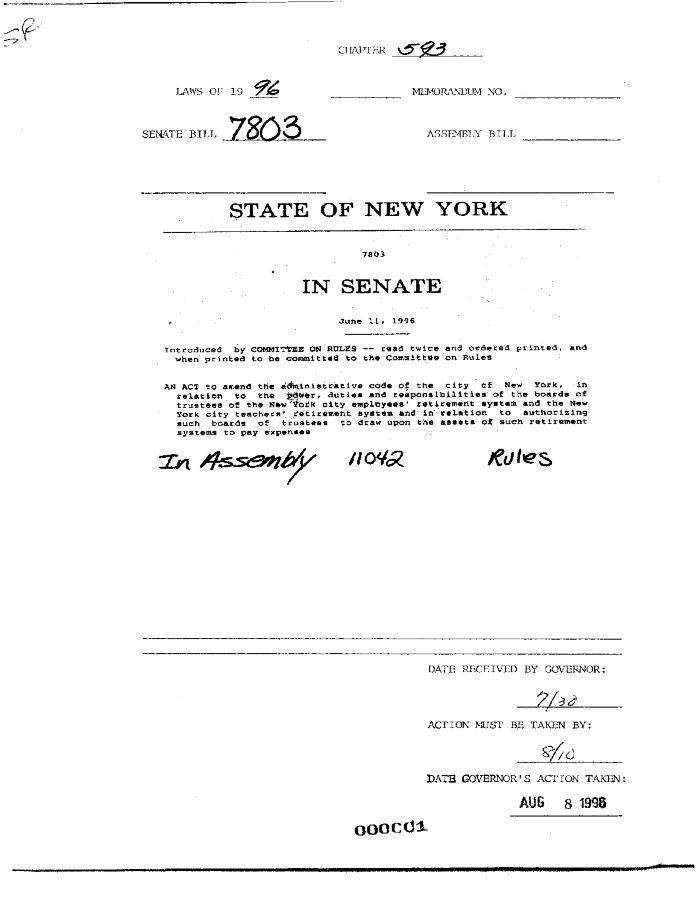 NYS Bill and Veto Jackets: 1996, Chapter 593
