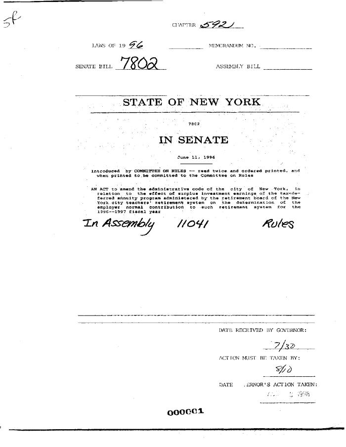 NYS Bill and Veto Jackets: 1996, Chapter 592
