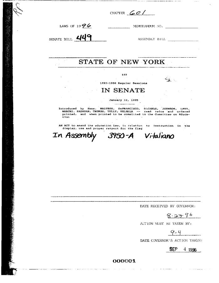 NYS Bill and Veto Jackets: 1996, Chapter 601