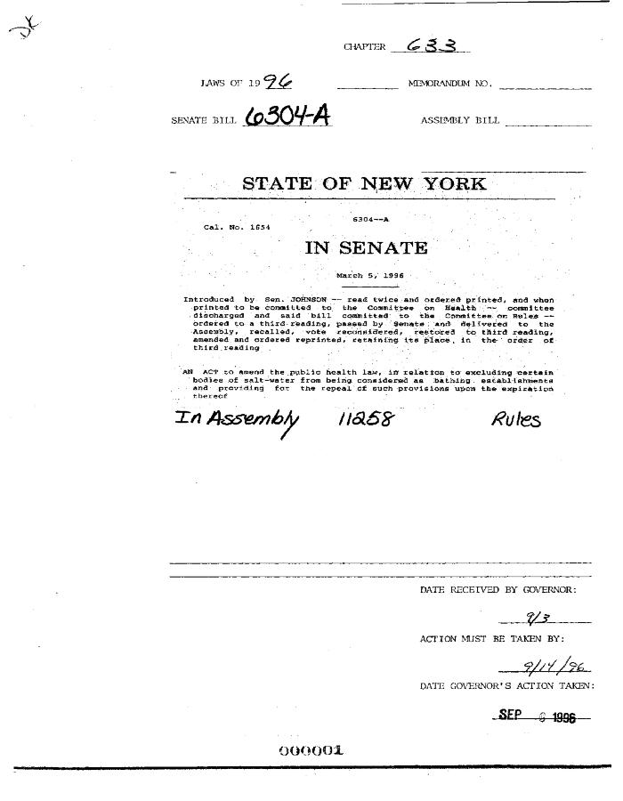 NYS Bill and Veto Jackets: 1996, Chapter 633