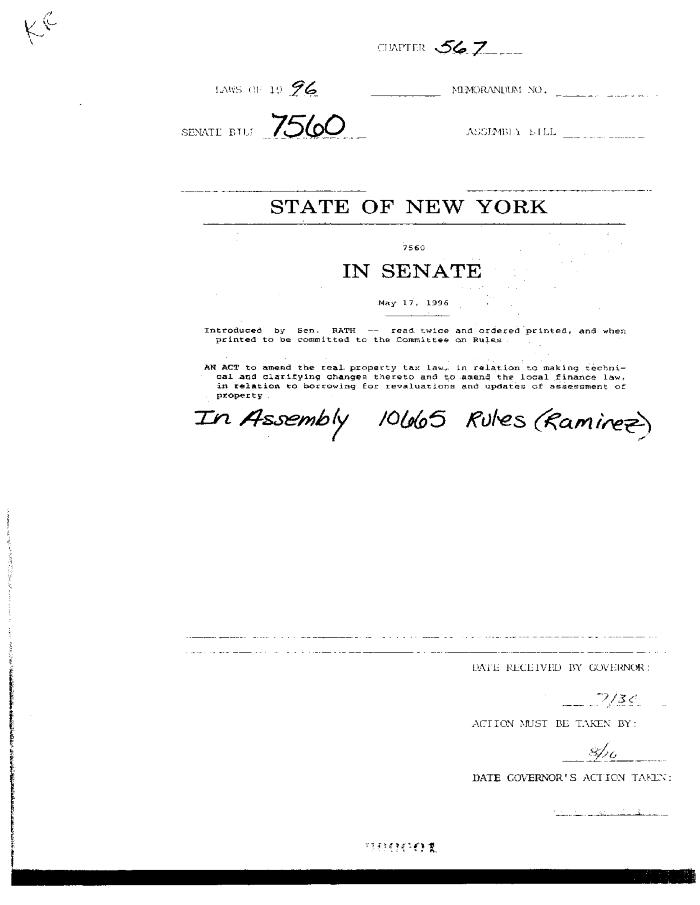 NYS Bill and Veto Jackets: 1996, Chapter 567