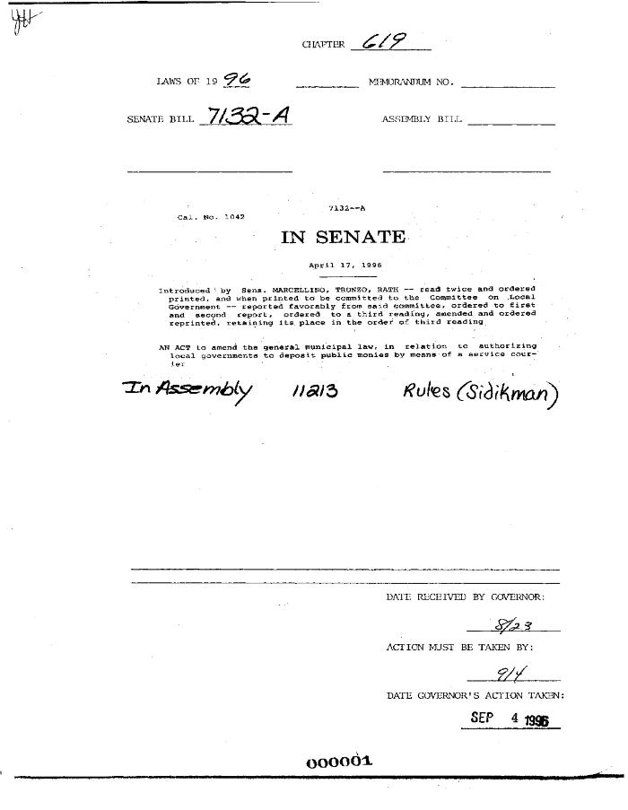NYS Bill and Veto Jackets: 1996, Chapter 619