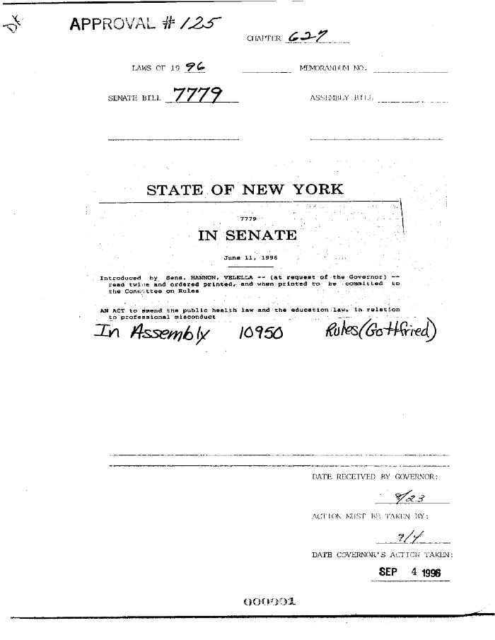 NYS Bill and Veto Jackets: 1996, Chapter 627
