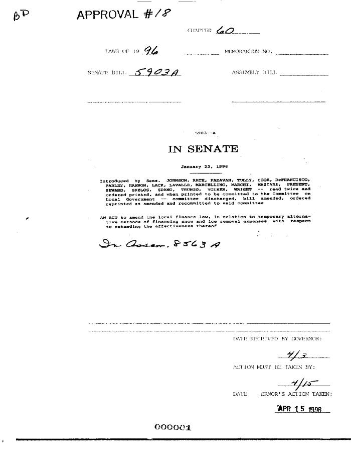 NYS Bill and Veto Jackets: 1996, Chapter 60