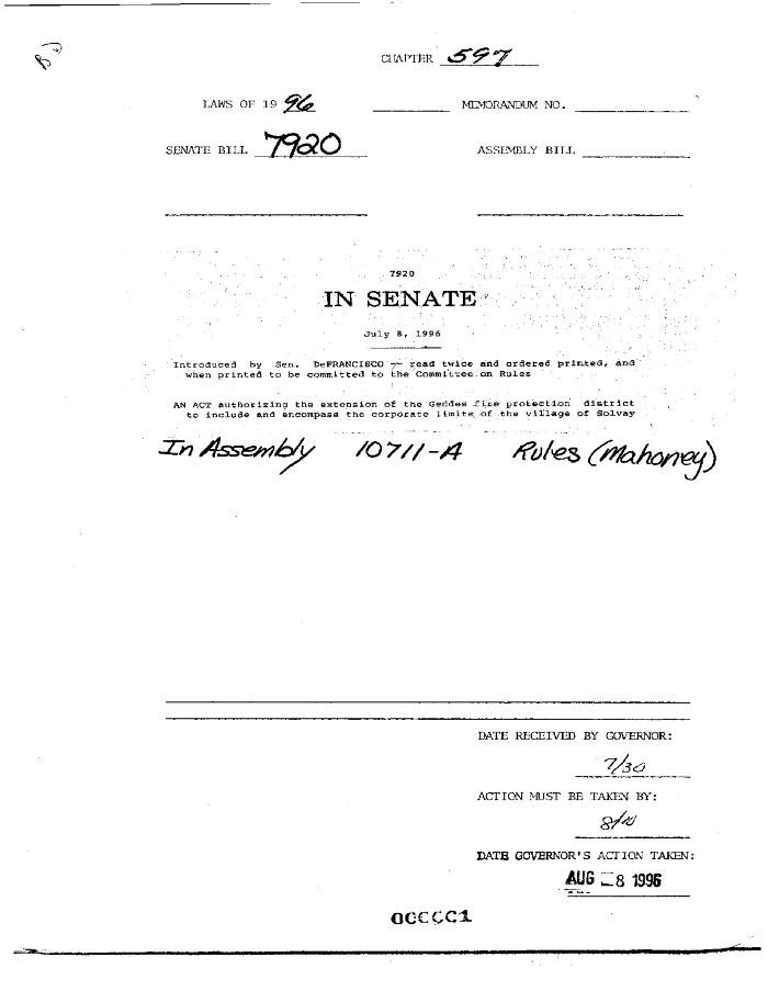 NYS Bill and Veto Jackets: 1996, Chapter 597